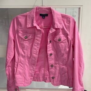Pink denim jacket by charter club size petite small